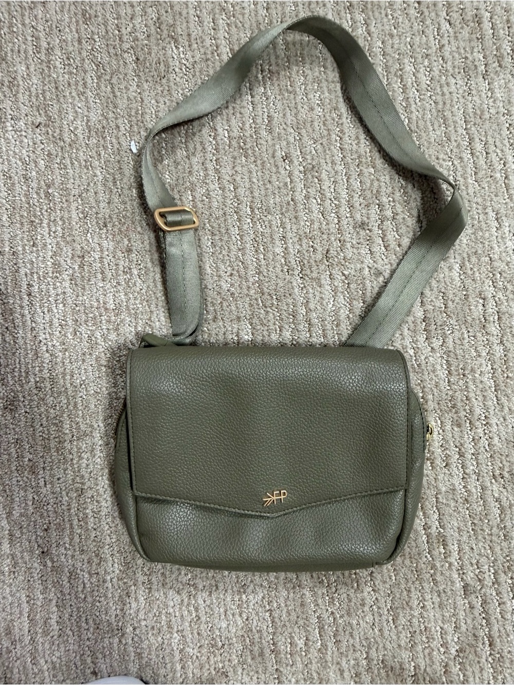 Freshly Picked Olive Green Crossbody Bag with Gold Accent